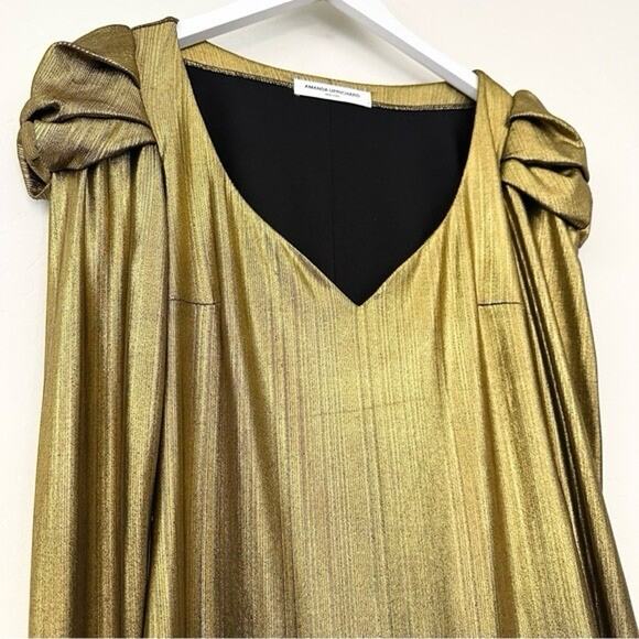 Amanda Uprichard Metallic Gold Lame Cinderella Dress S Revolve Bodycon NYE - Picture 4 of 10